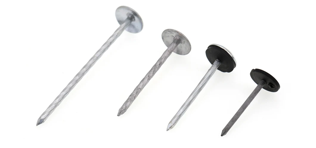 Umbrella Head Twisted Screw Shank Roofing Nails with Rubber Washer