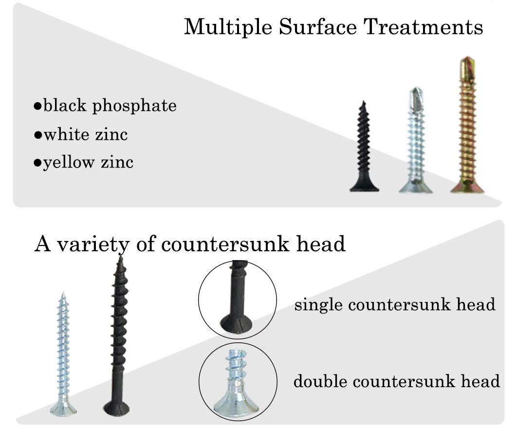 Double Csk Head with Rib Self Drilling Fine Thread Use for Iron Countersunk Screw